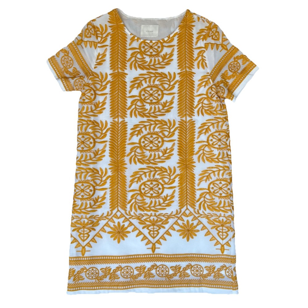 all:row Dress‎ Womens Small Yellow Embroidered Sundress Clean Girl Coquette Boho
